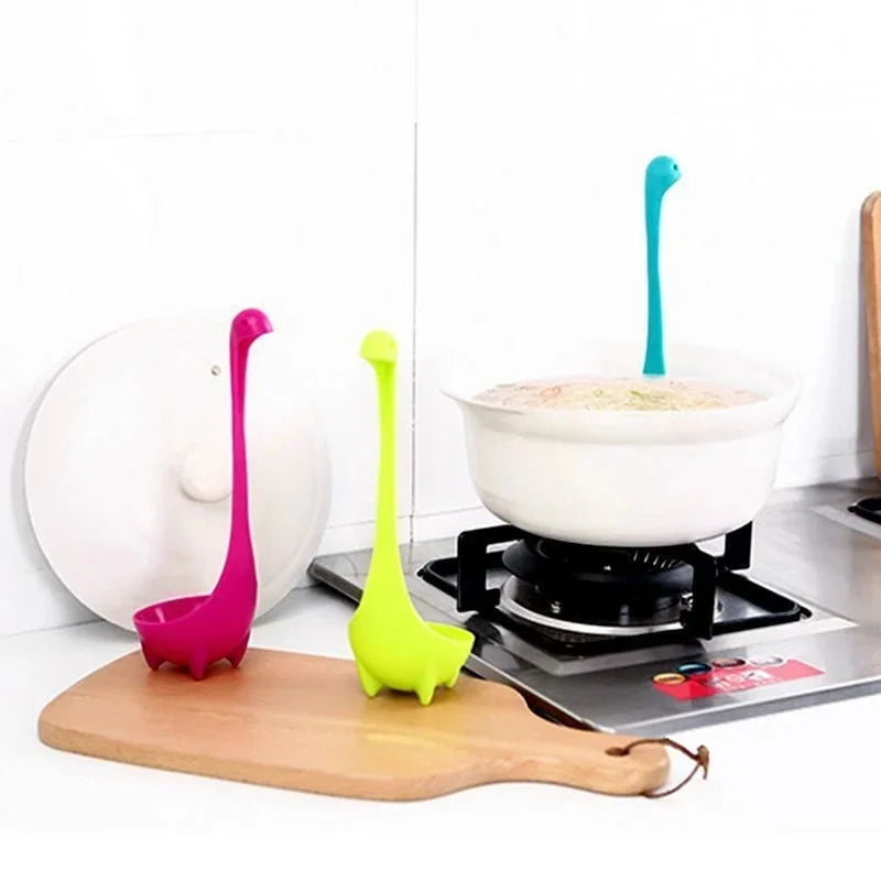 Soup Ladle Gadgets Cute Loch Ness Monster Soup Ladle Large Soup Ladle Long Handle Can Stand Creative Serving Spoon Kitchen Tools